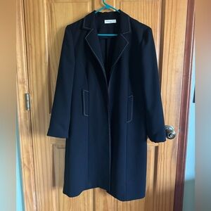 Amanda Smith Petite Black Dress Coat w/ Contrast Stitching | Fits Small